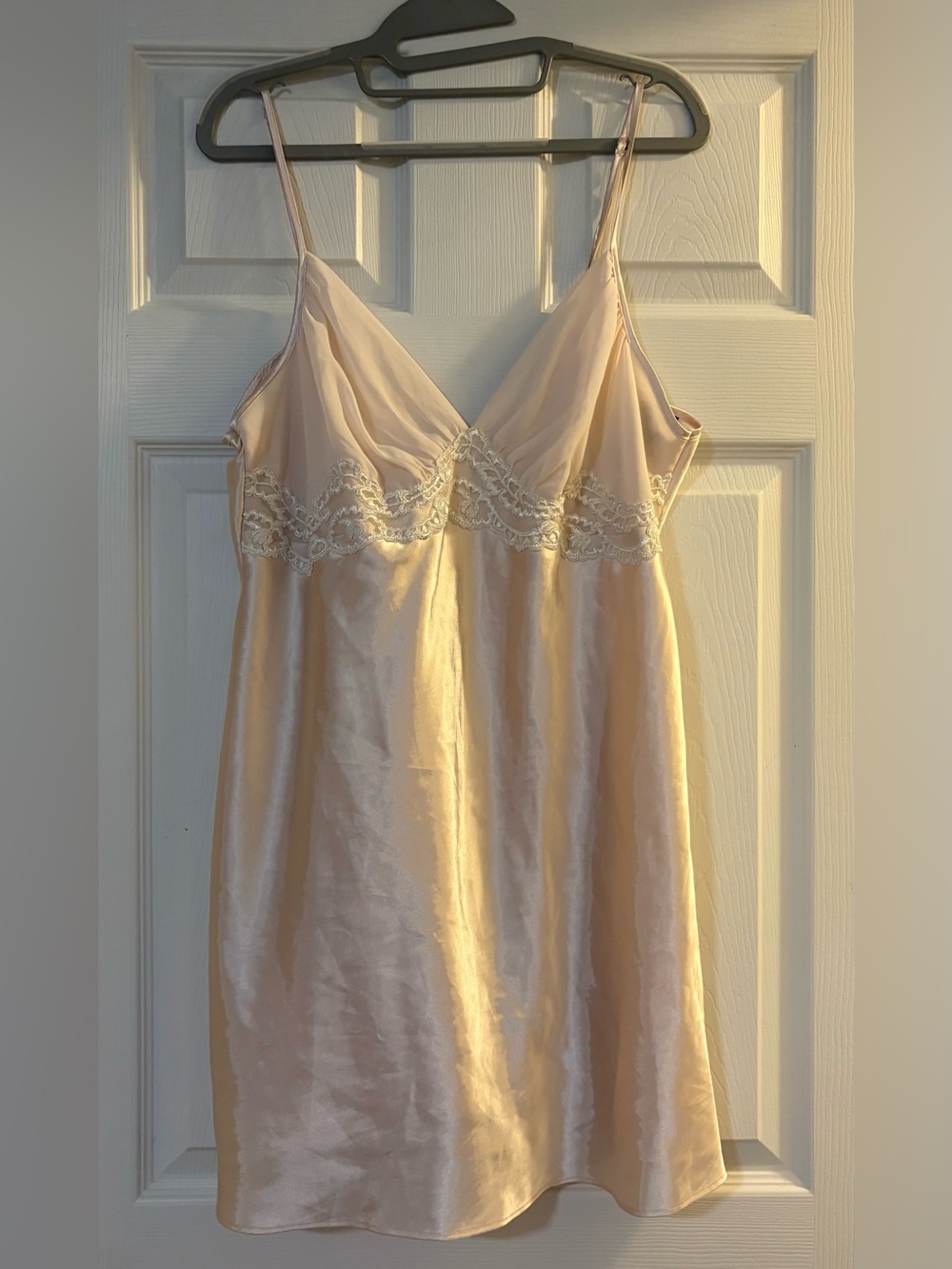 Secret Treasures Champagne Satin Lace-Trim Slip